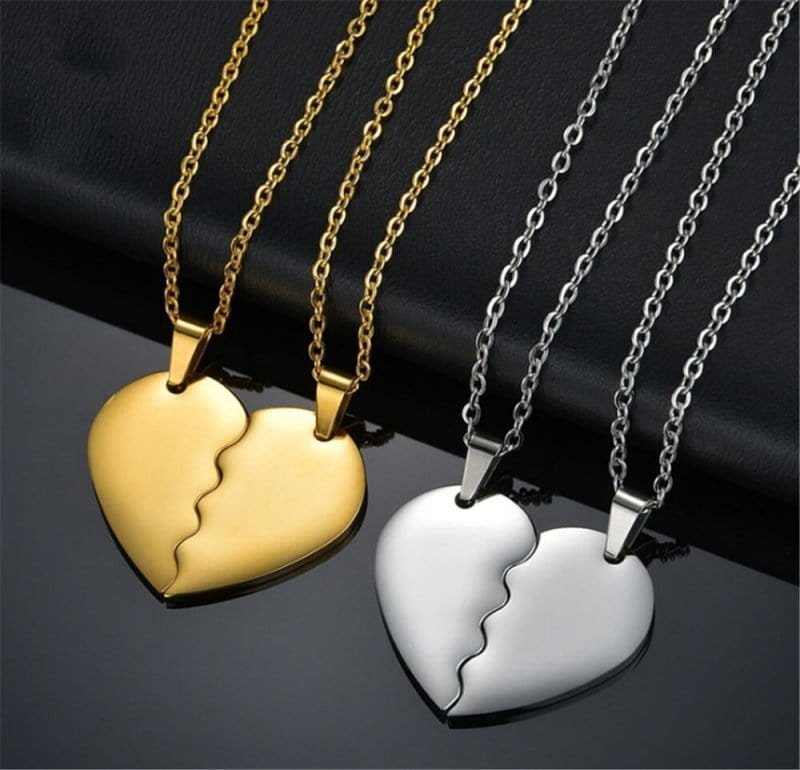 2 Half Heart Necklaces Couples