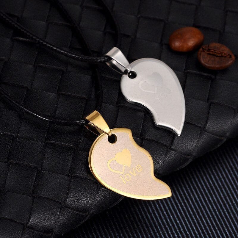 Couple Heart Necklace - I Love You