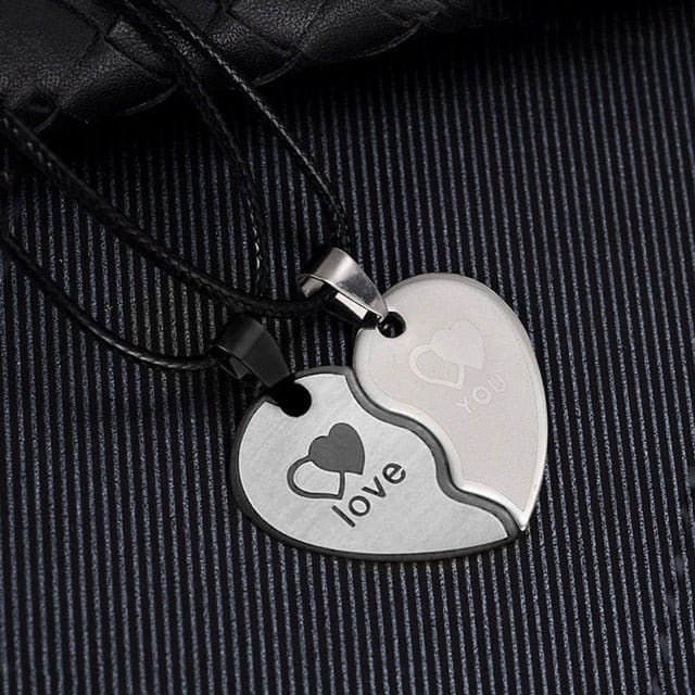 Couple Heart Necklace - I Love You