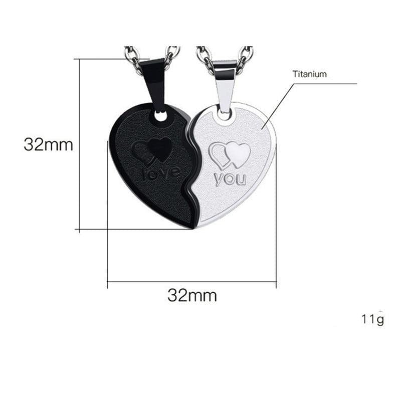 Couple Heart Necklace - I Love You