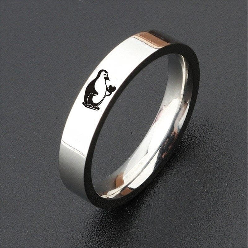 Couple Penguin Rings Set