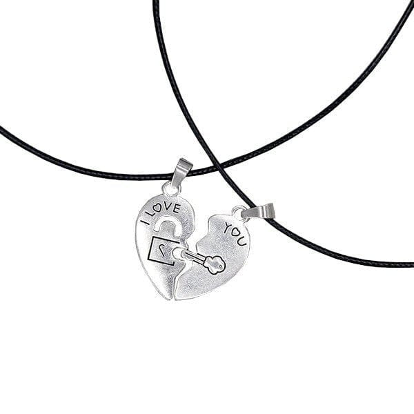 Key & Lock Heart Necklace for Couples