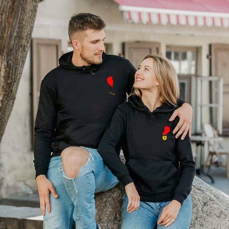 Matching Couple Heart Hoodies