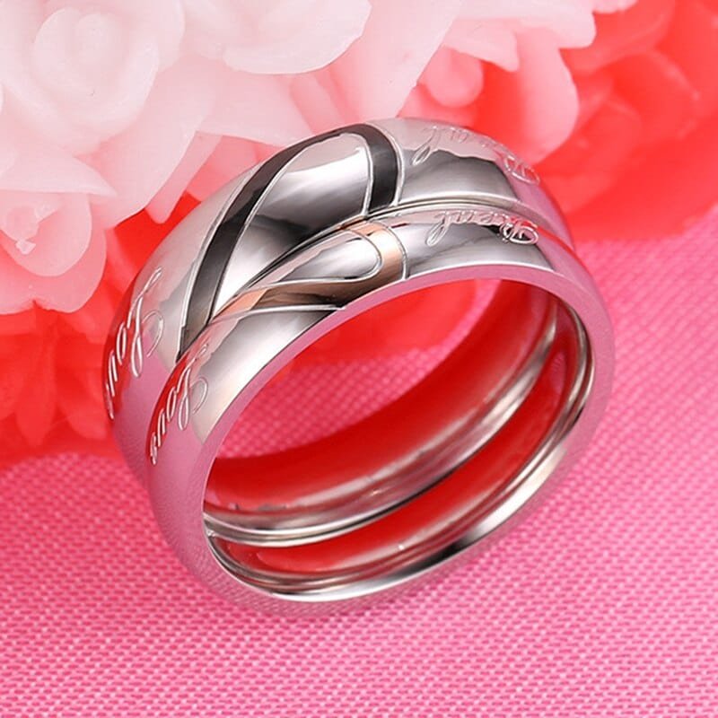 Matching Heart Couple Rings