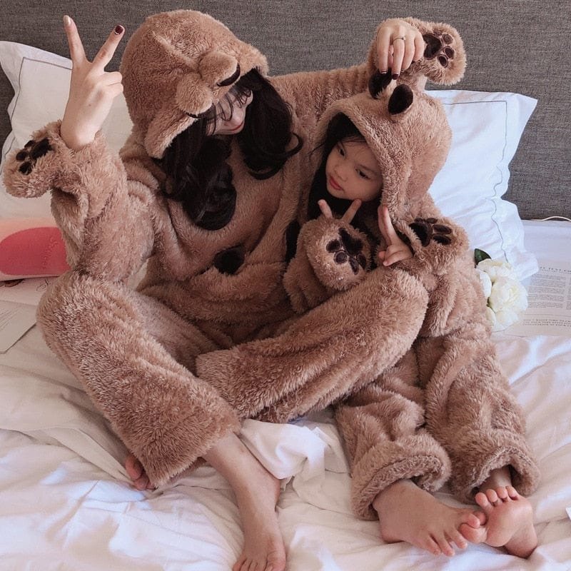 Mom and Daughter Plush Pajamas
