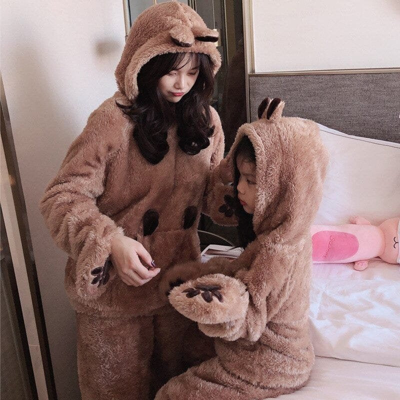 Mom and Daughter Plush Pajamas