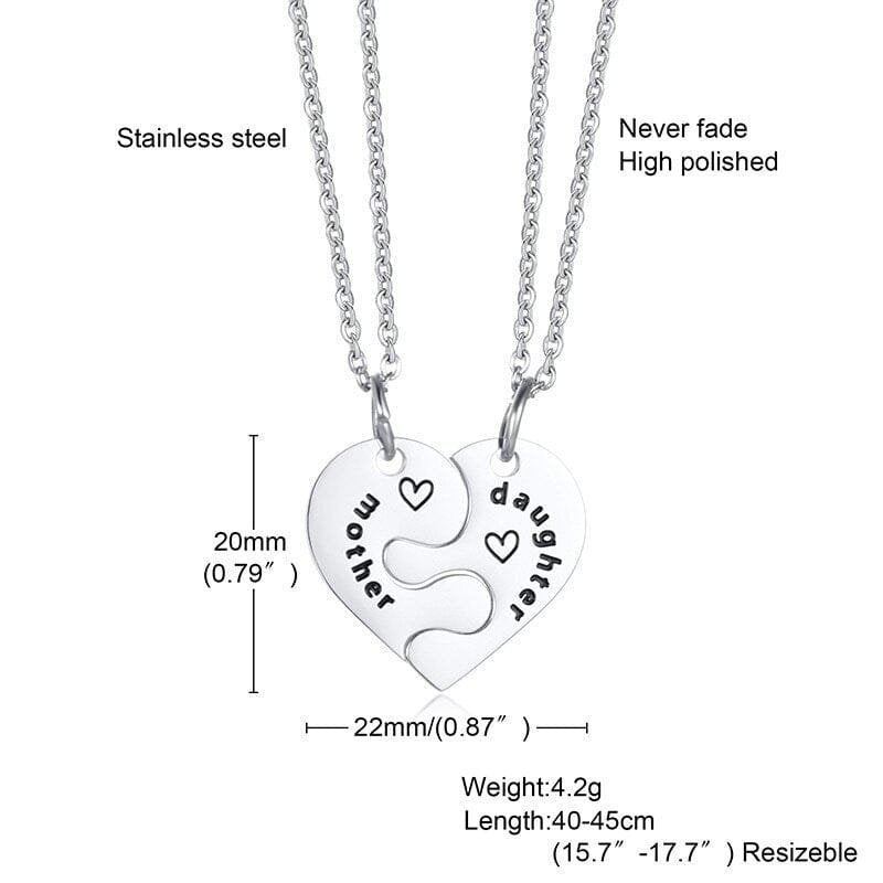 Mother And Daughter Heart Necklace