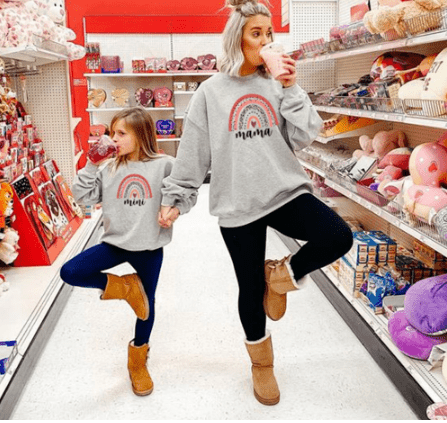 Rainbow Sweaters for Mother and Daughter