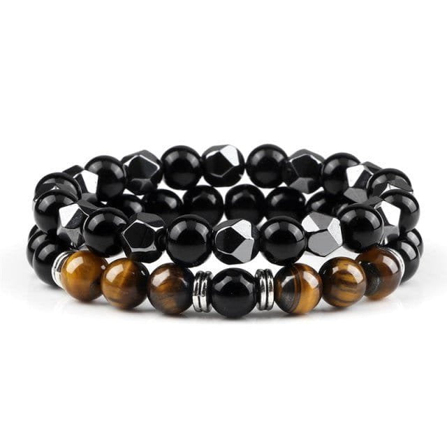 Tiger Eye Pearl Couple Bracelet