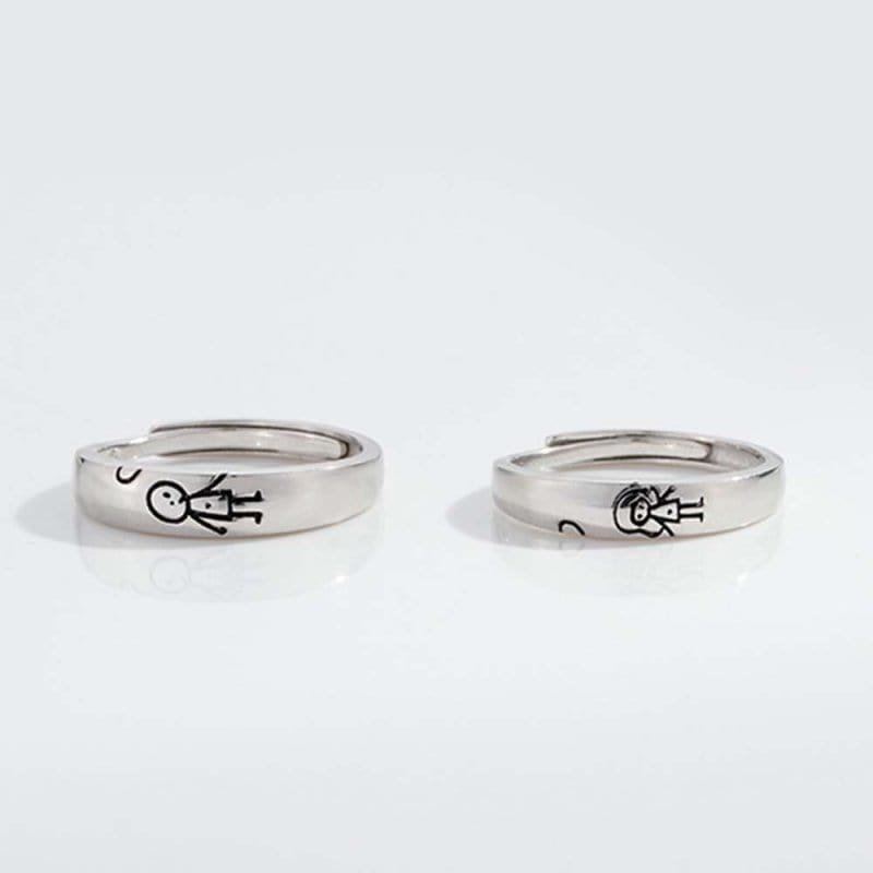 Couple Promise Silver Rings