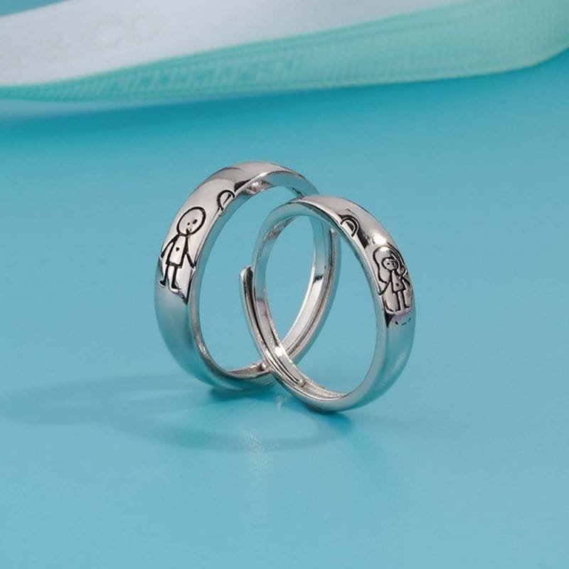 Couple Promise Silver Rings