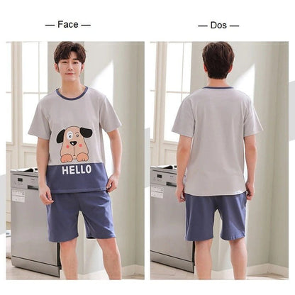 Couples Blue Summer Pajamas