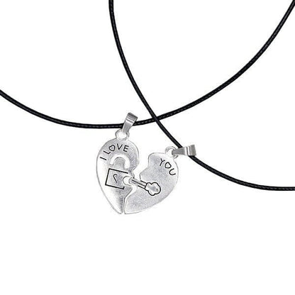 Key & Lock Heart Necklace for Couples