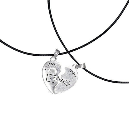 Key & Lock Heart Necklace for Couples