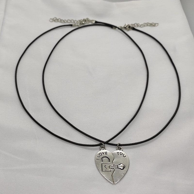 Key & Lock Heart Necklace for Couples
