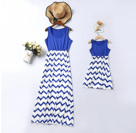 Matching Mum and Me Blue Dresses
