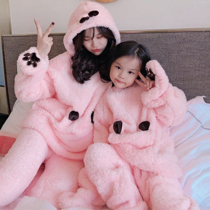 Mom and Daughter Plush Pajamas
