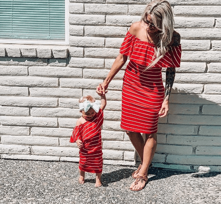 Mommy and Me Off Shoulder Dresses