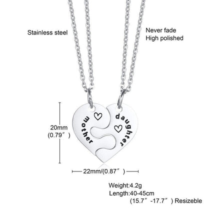 Mother And Daughter Heart Necklace