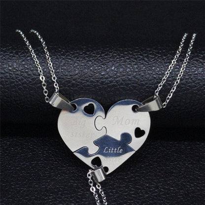 Mother Daughter Heart Necklace Silver