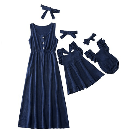 Mum and Daughter Blue Dresses