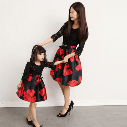 Mum Daughter Red Dresses