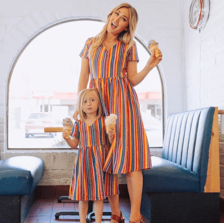 Mummy and Daughter Striped Dress