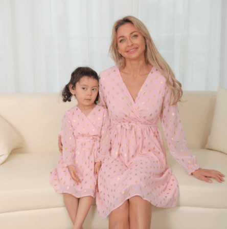 Mummy Daughter Matching Pink Dresses