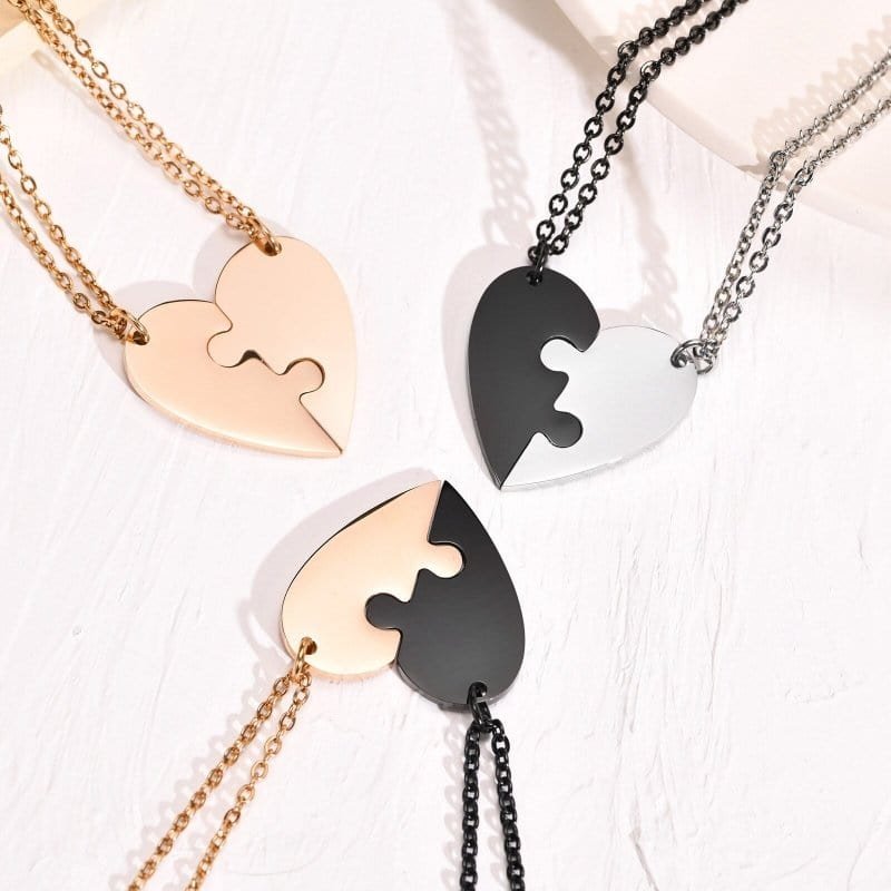 Puzzle Heart Necklace for Couples
