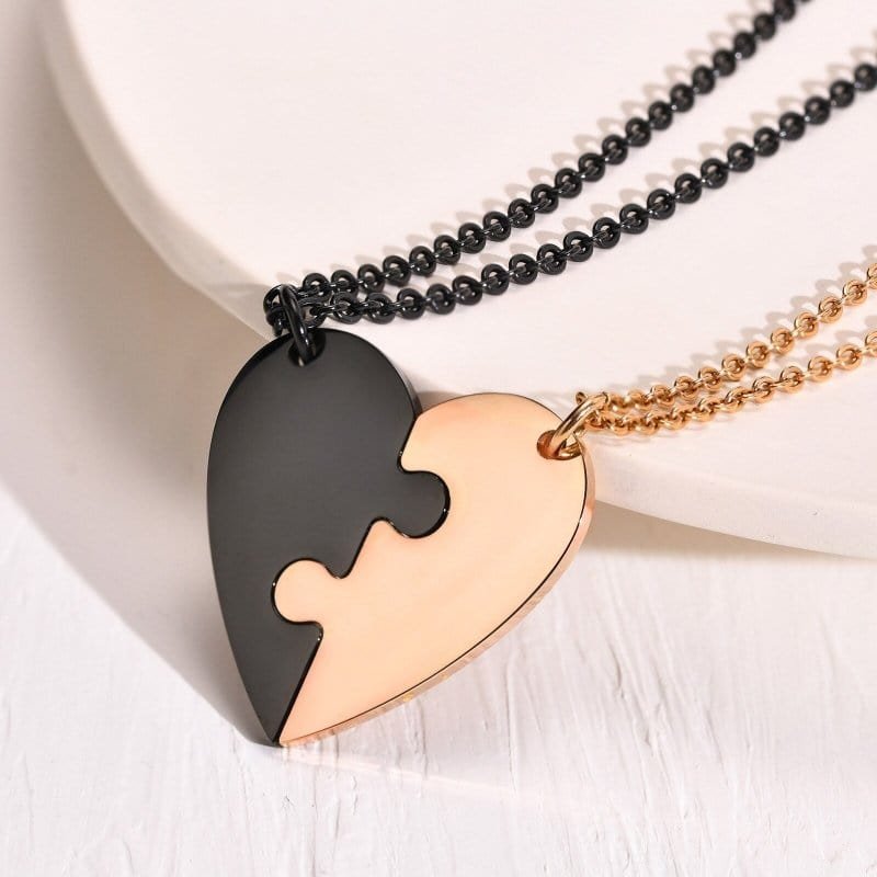 Puzzle Heart Necklace for Couples