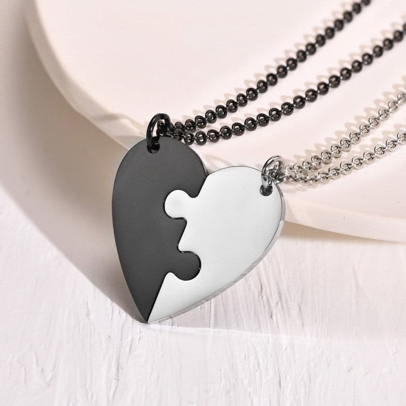 Puzzle Heart Necklace for Couples