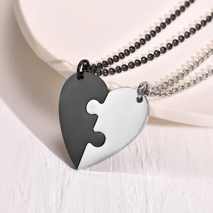 Puzzle Heart Necklace for Couples