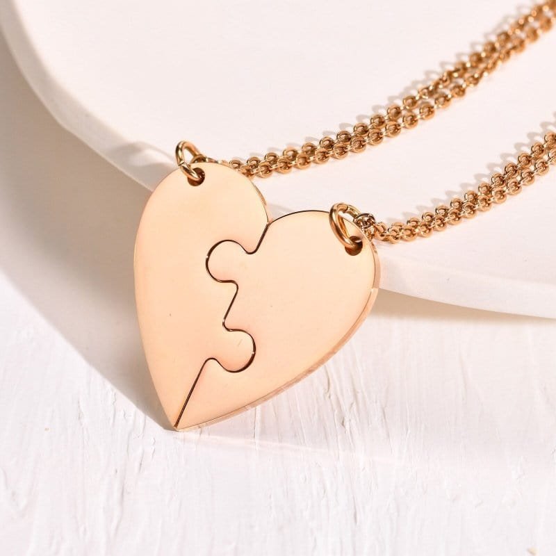 Puzzle Heart Necklace for Couples