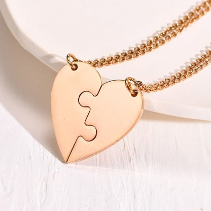 Puzzle Heart Necklace for Couples