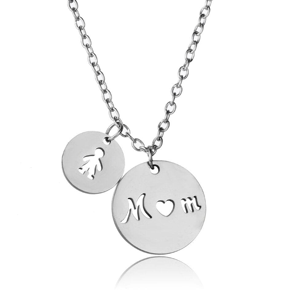 Silver Mother and Daughter Necklace