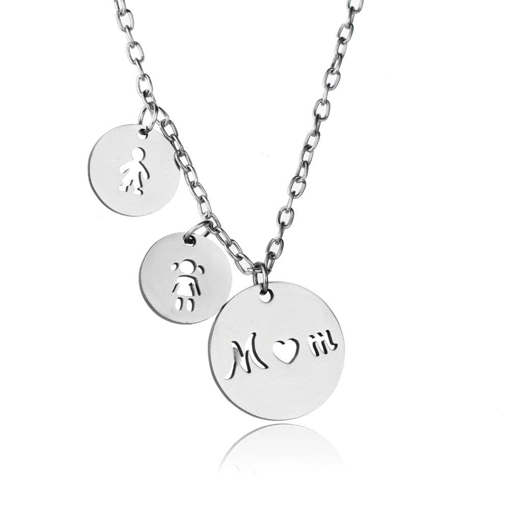 Silver Mother and Daughter Necklace