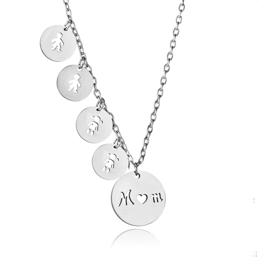 Silver Mother and Daughter Necklace