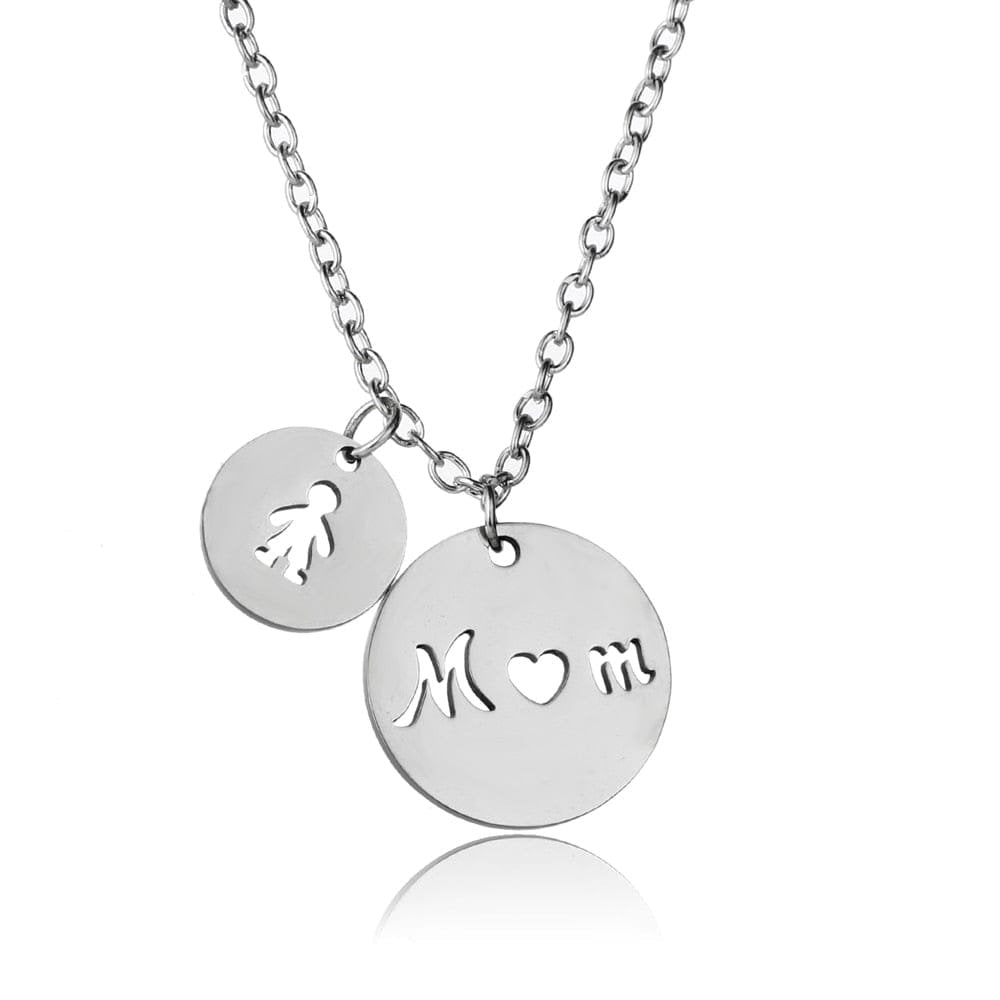 Silver Mother and Daughter Necklace