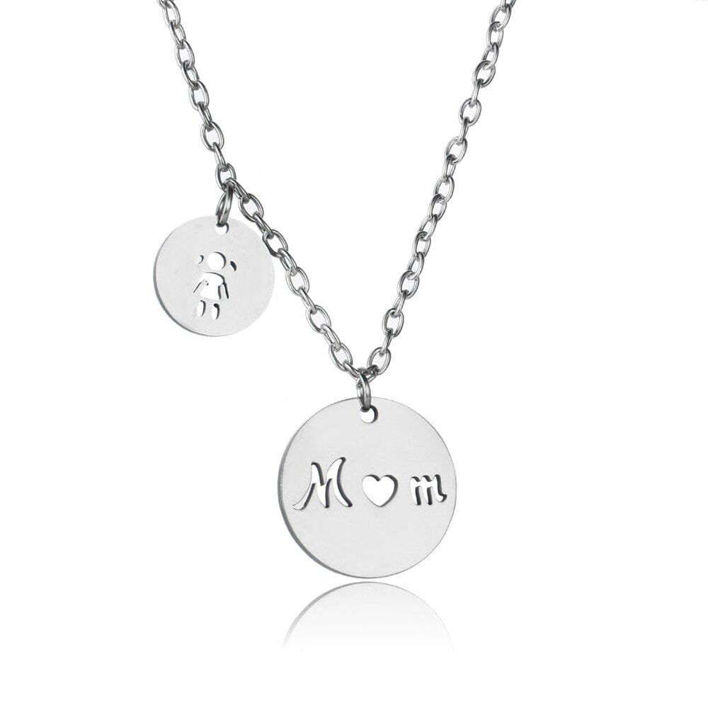 Silver Mother and Daughter Necklace