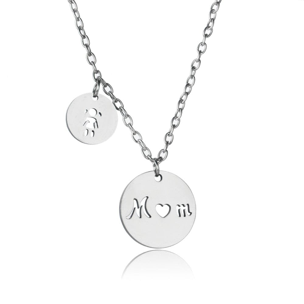 Silver Mother and Daughter Necklace